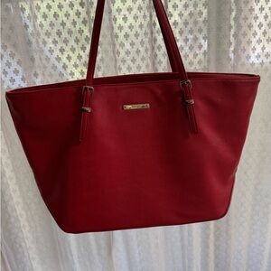 Nine West Elegant Red Faux Leather Tote Bag